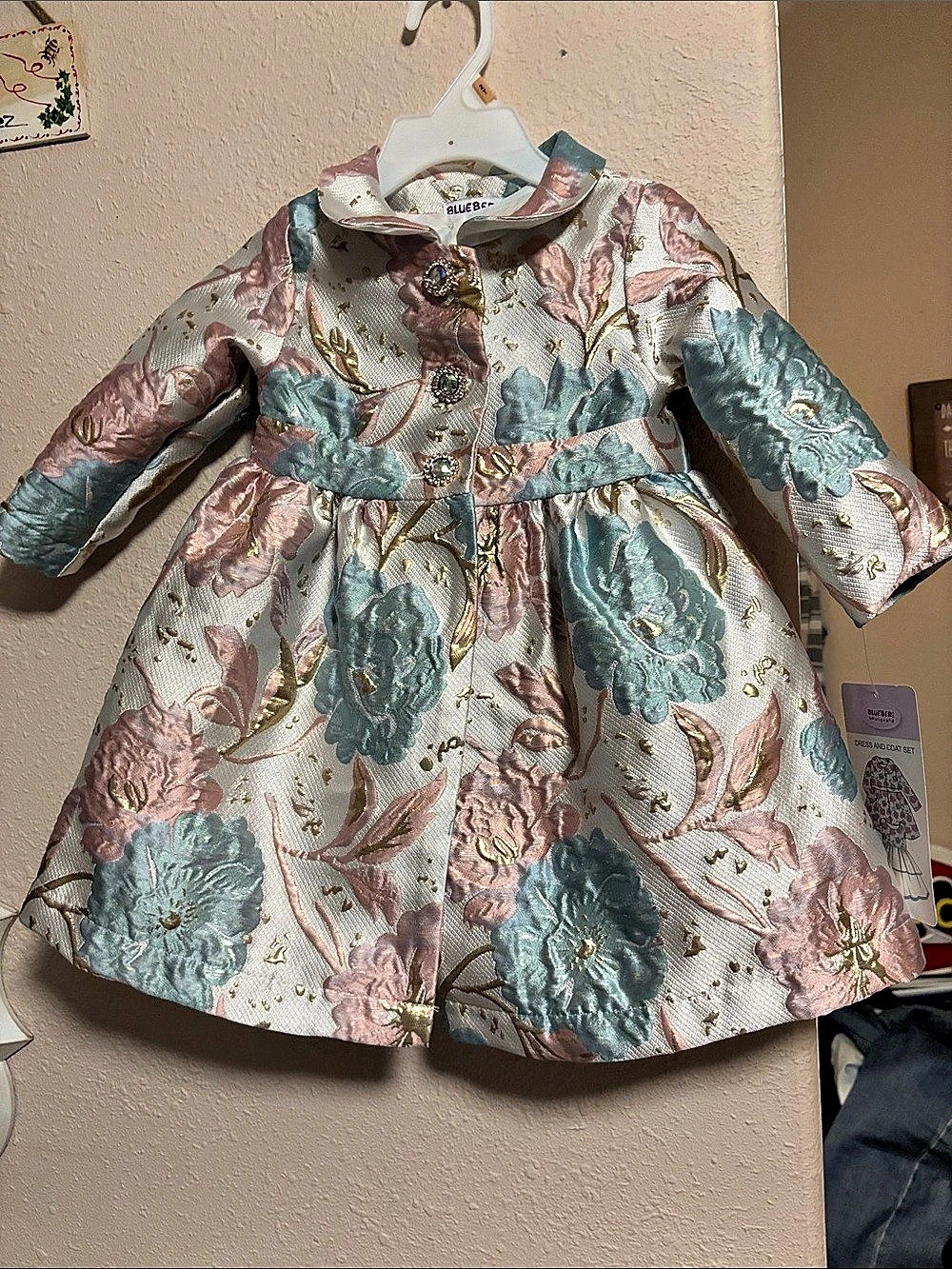 Blueberi boulevard Dress and Coat Set Floral Dress & Coat Set Pink & Blue Girls